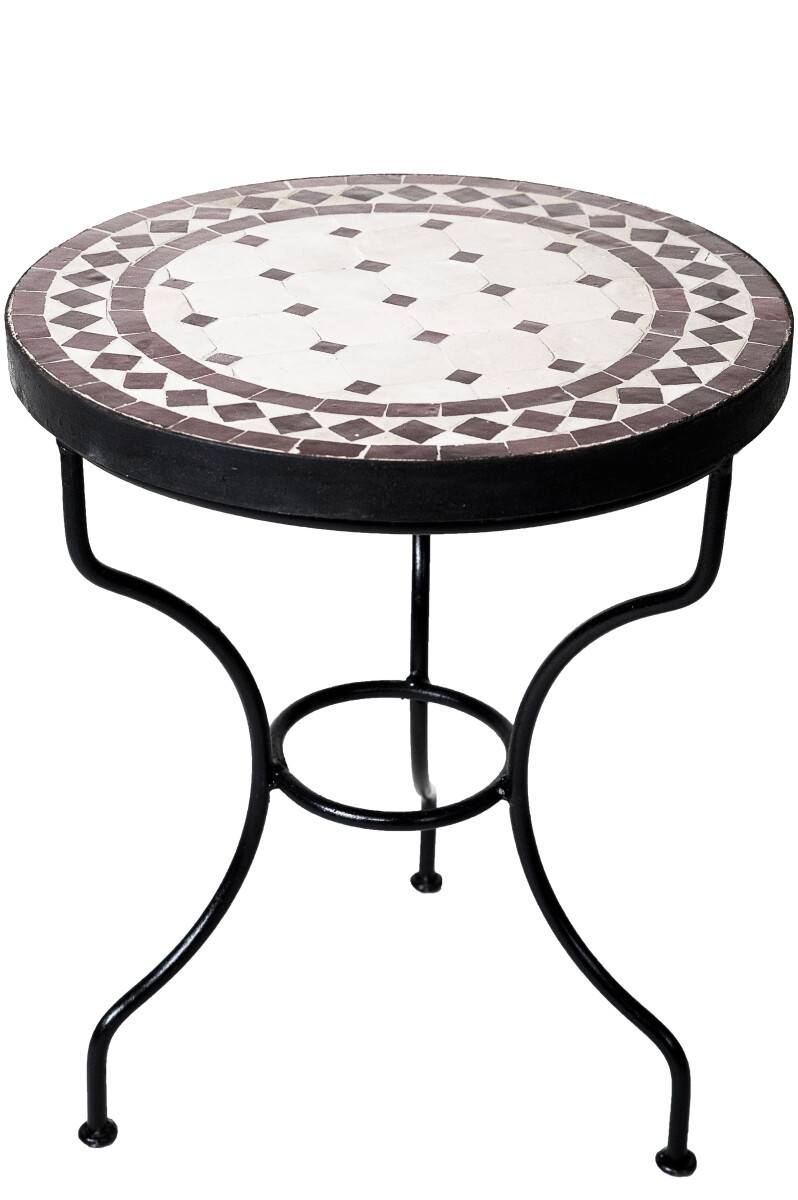 Mesa de mosaico Marrakech, beige y marrón | Mesa auxi