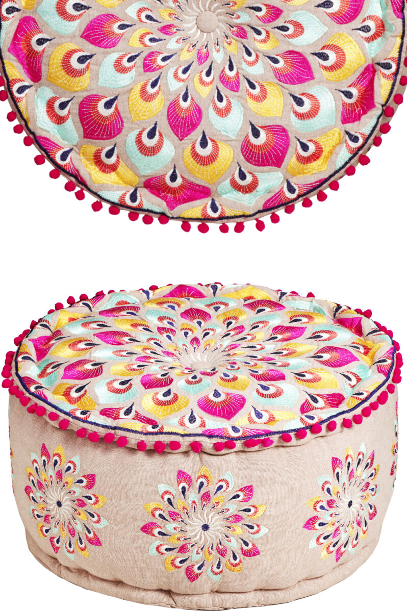 Puf oriental, taburete, cojín de suelo, decoraci&oacu