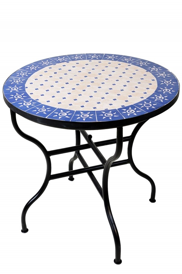 Mesa marroquí con mosaicos «Sol», beige y
