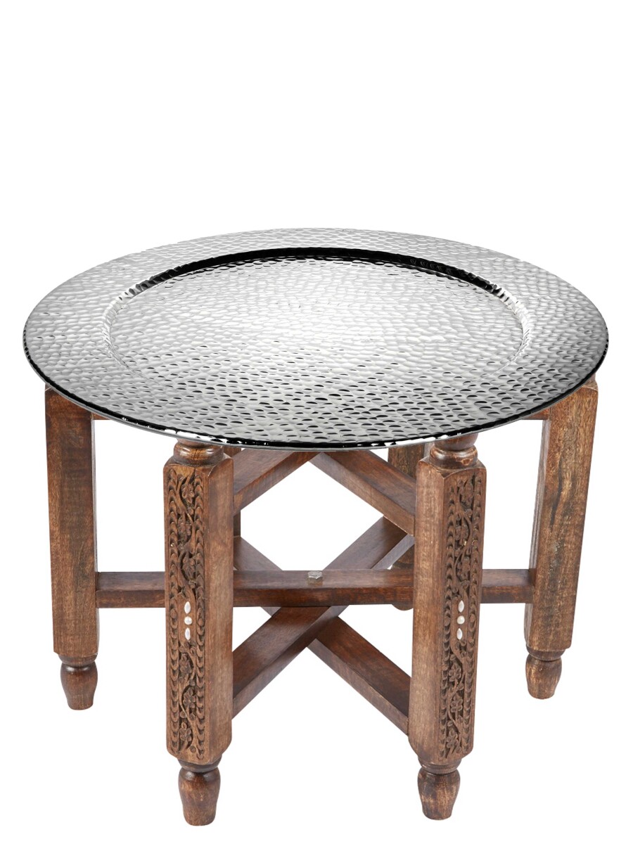 Mesa de centro oriental Halab plateada,  box