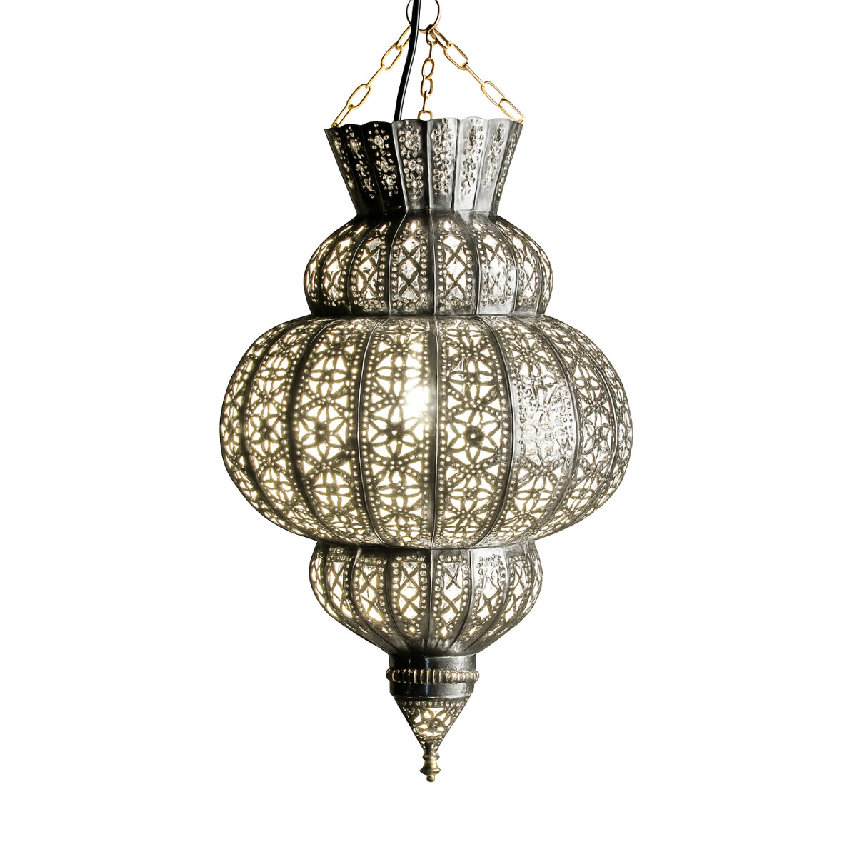 Lámpara colgante oriental Harem plateada de 45 cm | L