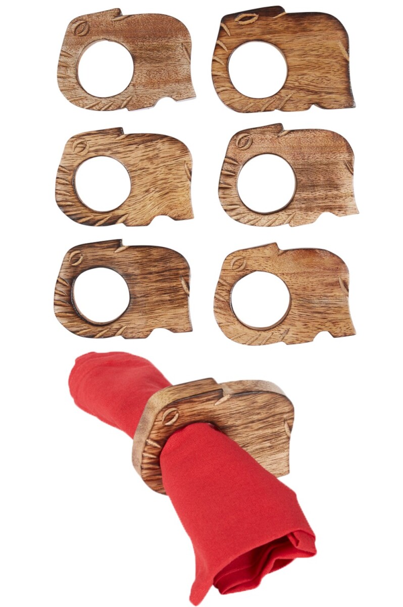 Juego de 6 servilleteros de madera Kiran