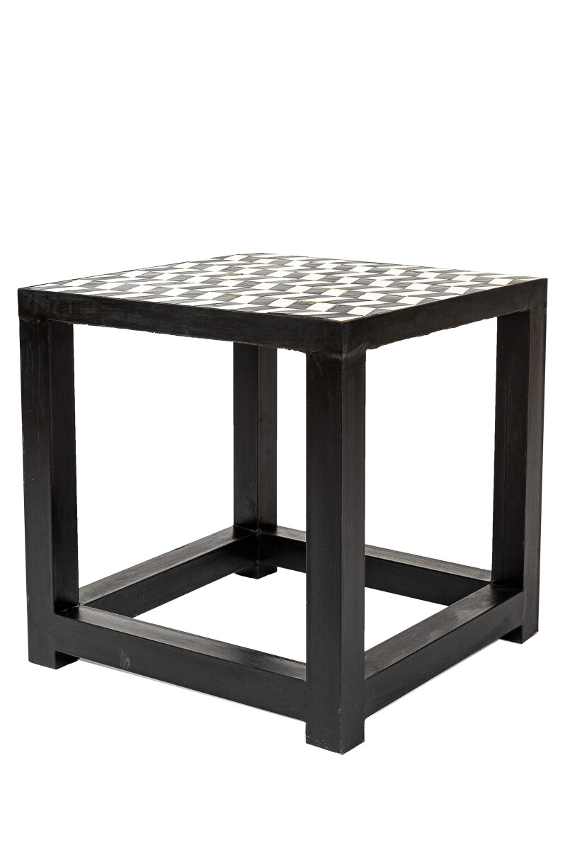 Mesa de mosaico La Linea Blanco y Negro | Mesa auxiliar de 4