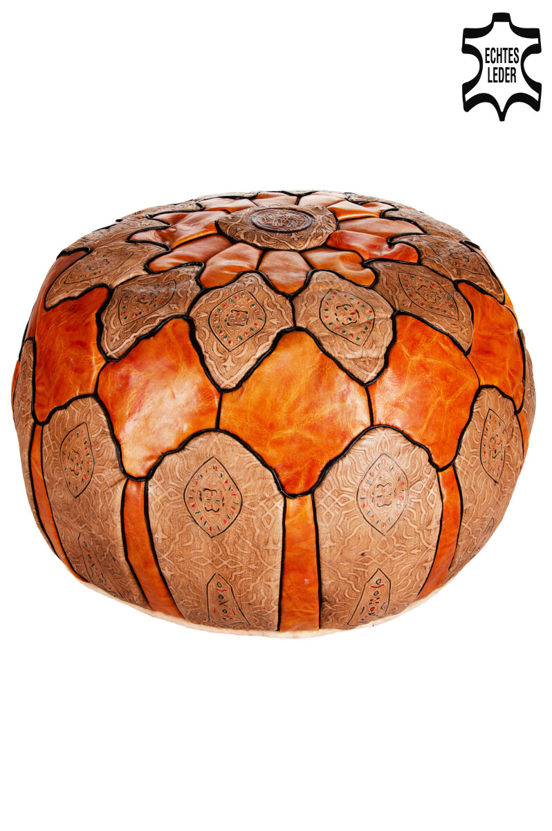 Puf oriental de cuero Hakam - 60 cm box