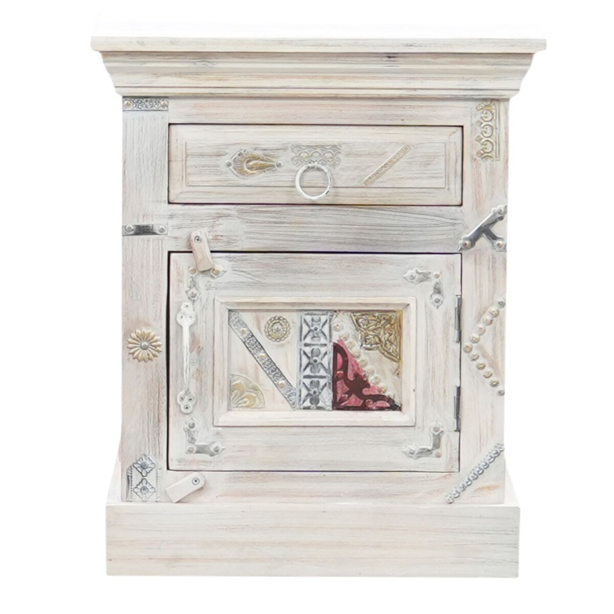 Mesita de noche Antara de madera blanca, box