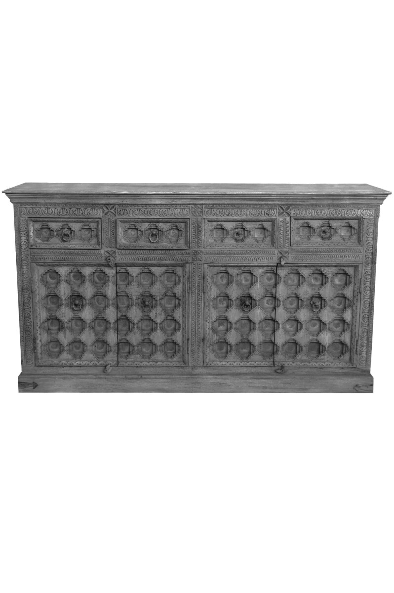Aparador de estilo oriental Abinash, color gris