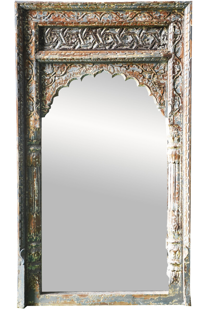 Espejo de pared vintage de estilo oriental Inara, gris