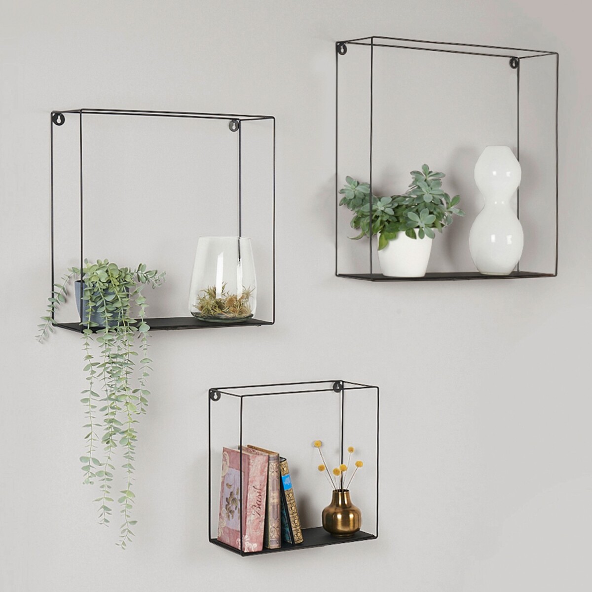 Juego de 3 estantes de pared de metal Bo box