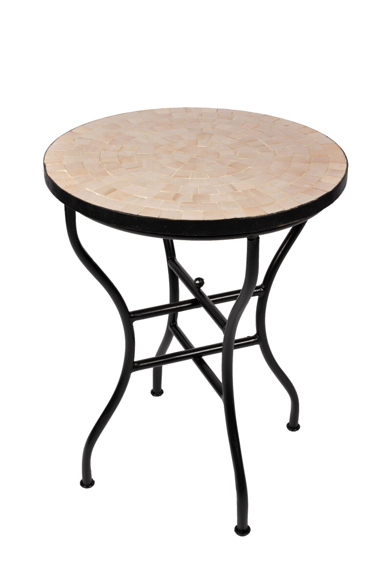 Mesa marroquí con mosaico Buma Beige, Ø 60 cm 