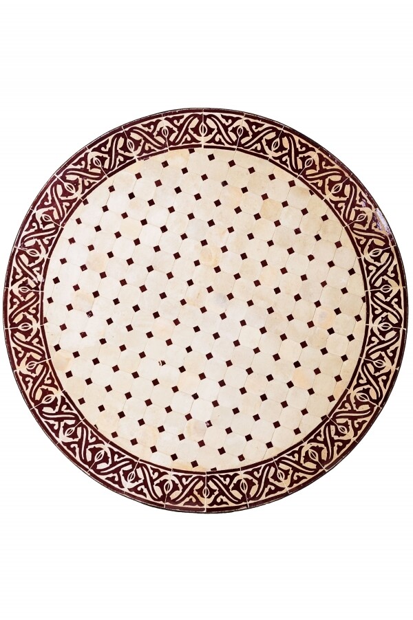 Azulejo de mosaico oriental Meknes Natural/Burdeos, 100 cm