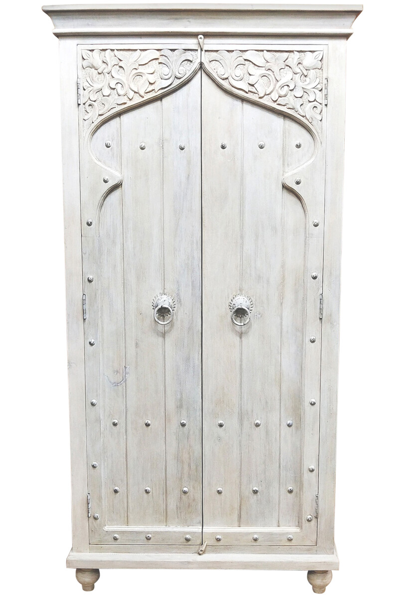 Aparador alto Jenin de madera blanca, 19 box