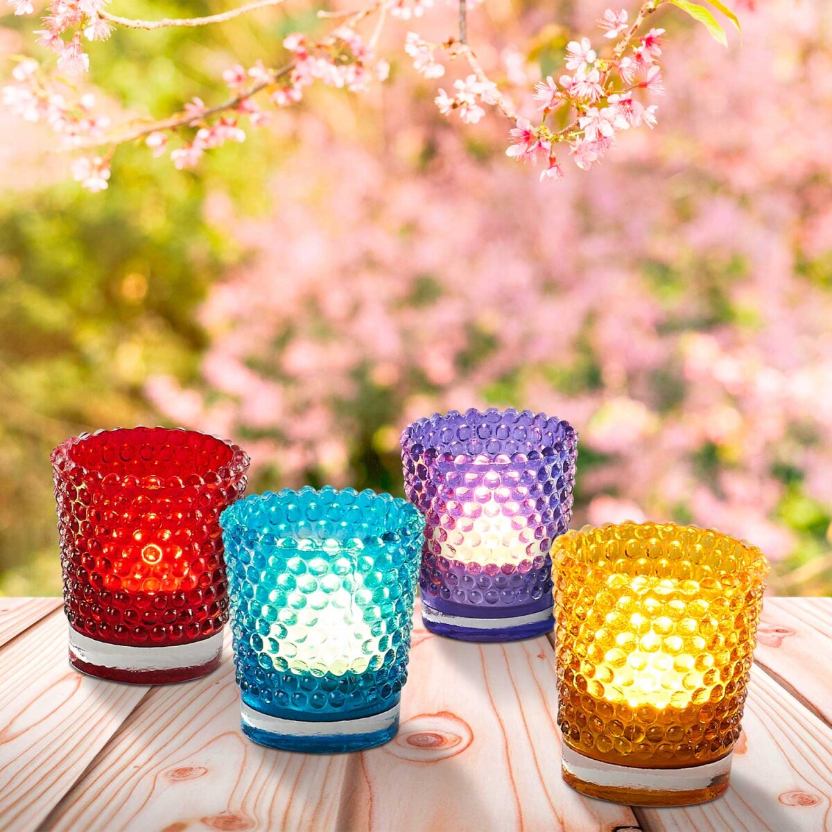 Juego de 4 vasos decorativos para el alf box