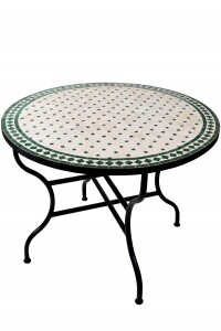 Mesa marroquí con mosaicos de Marrakech, beige y...