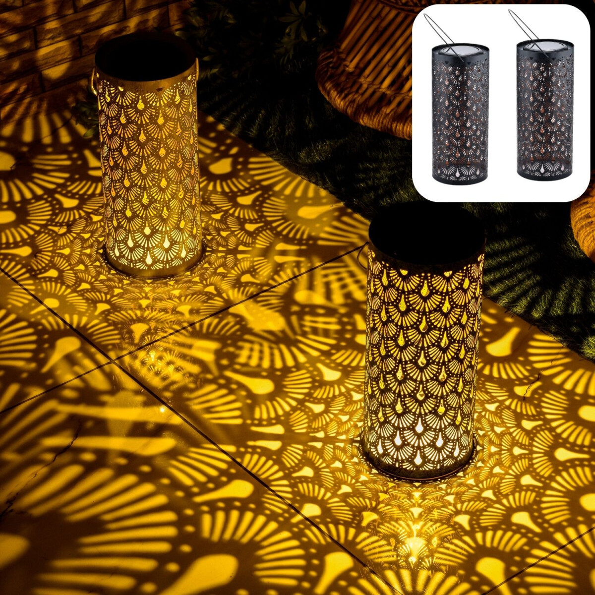 Juego de 2 farolillos solares orientales box