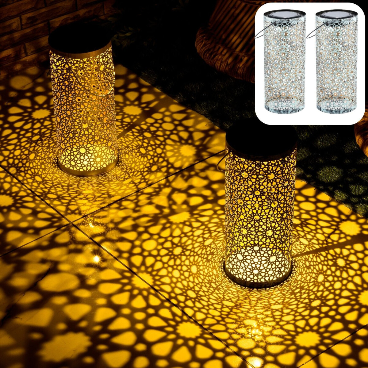 Juego de 2 faroles solares orientales &l box