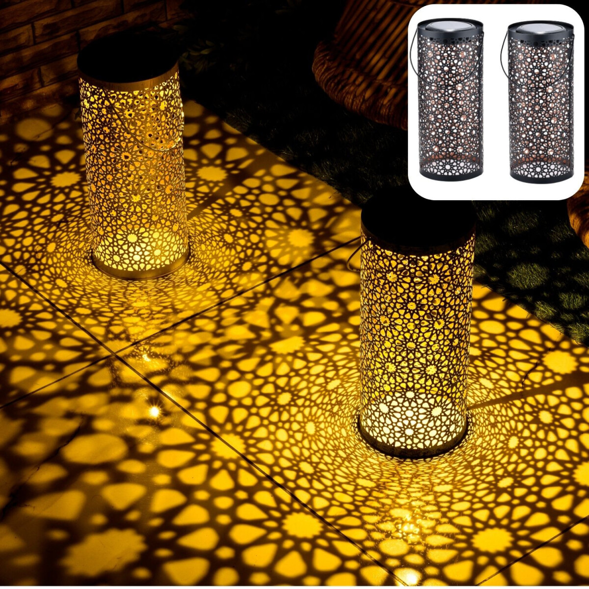 Juego de 2 faroles solares orientales &l box