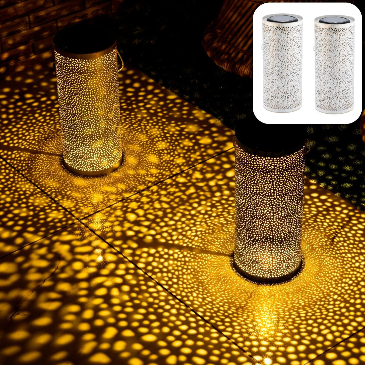 Juego de 2 faroles solares de estilo esc box