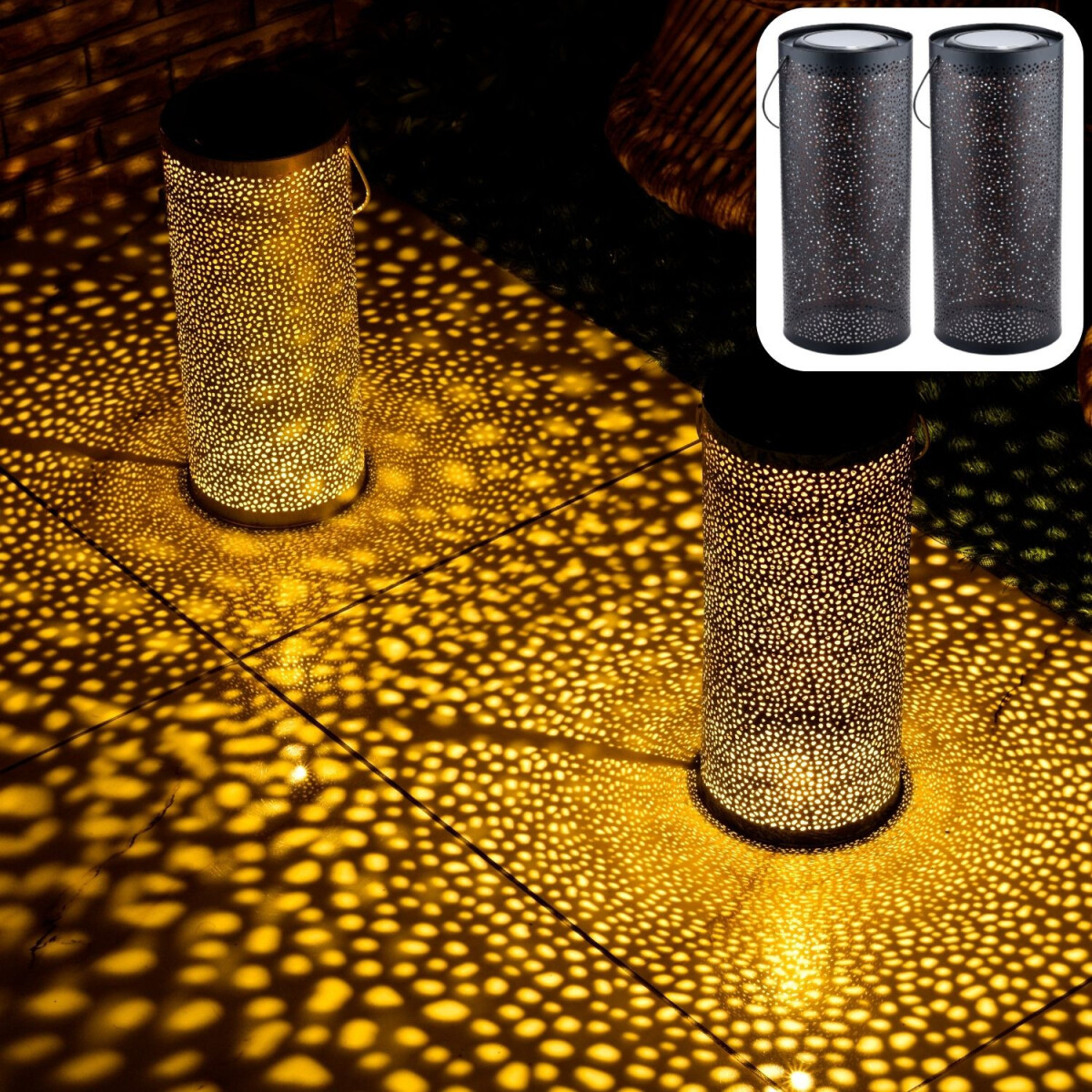 Juego de 2 faroles solares de estilo esc box