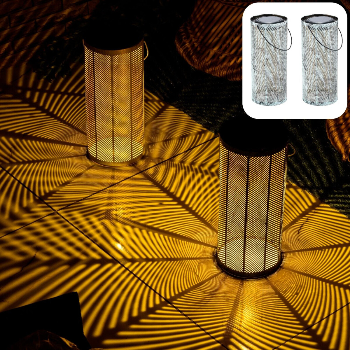 Juego de 2 faroles solares de estilo esc box