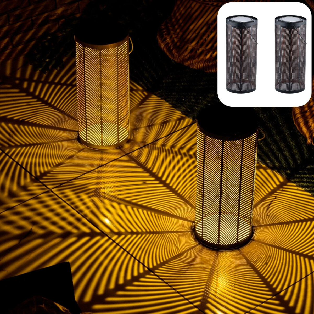 Juego de 2 faroles solares de estilo esc box