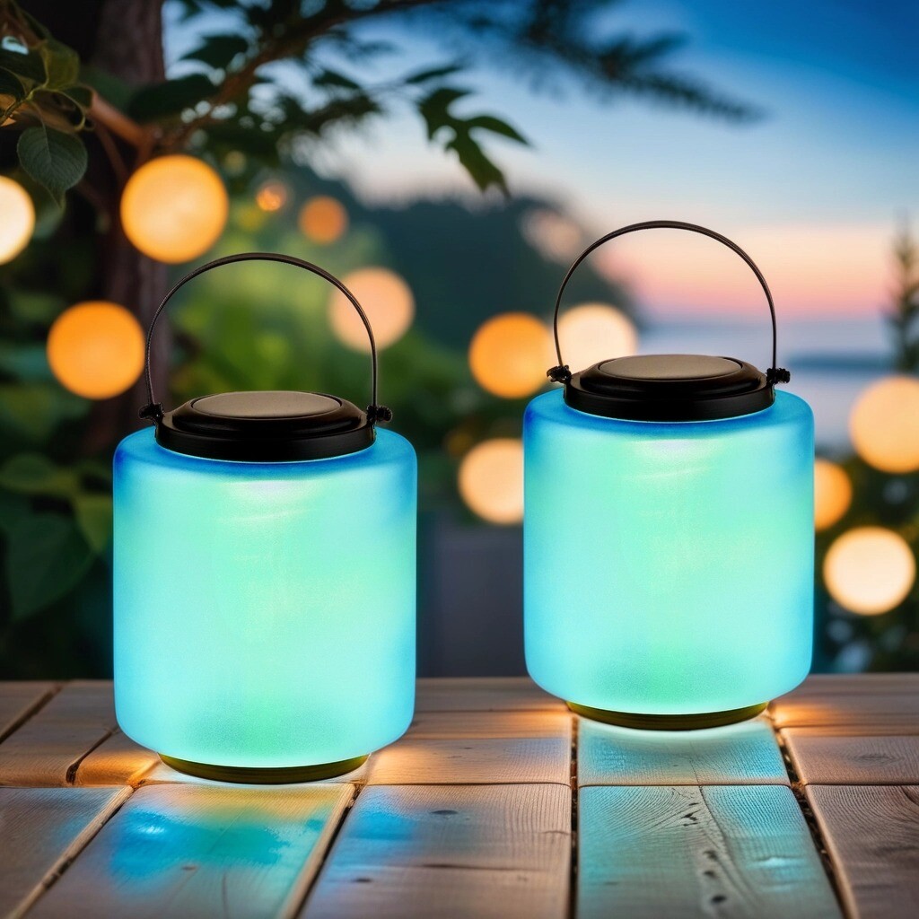 Juego de 2 faroles solares modernos de c box