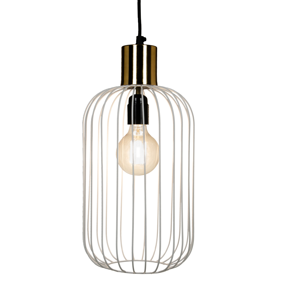 Lámpara colgante retro Albo, blanco y dorado, 39 cm |