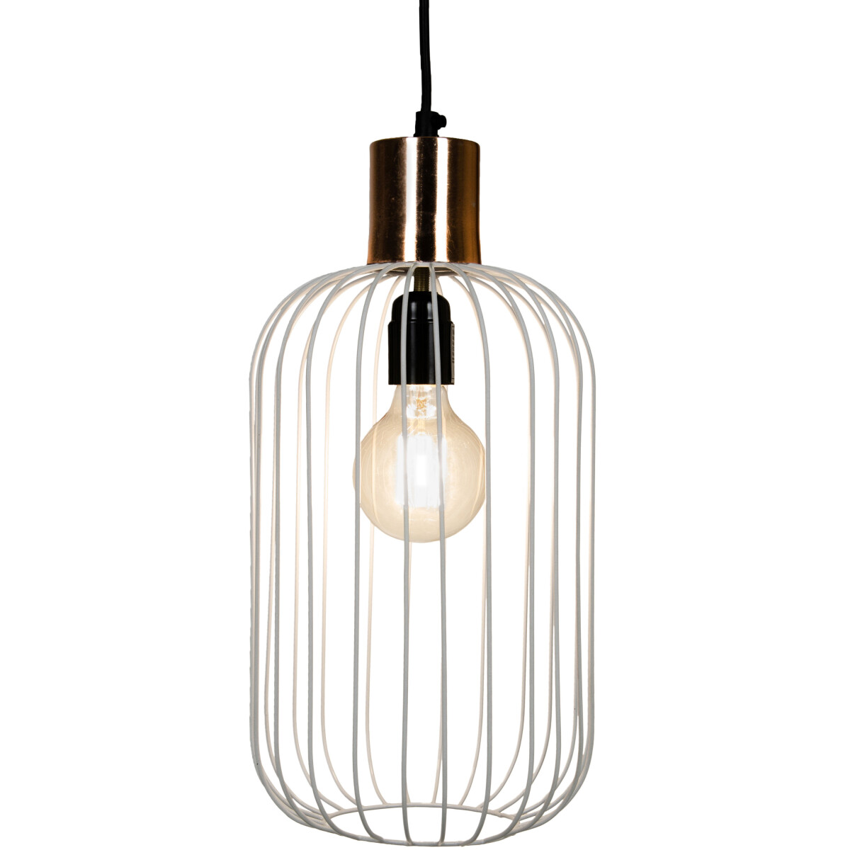 Lámpara colgante retro Albo, blanco y cobre, 39 cm | 