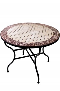 Mesa marroquí con mosaicos Meknes, beige y...