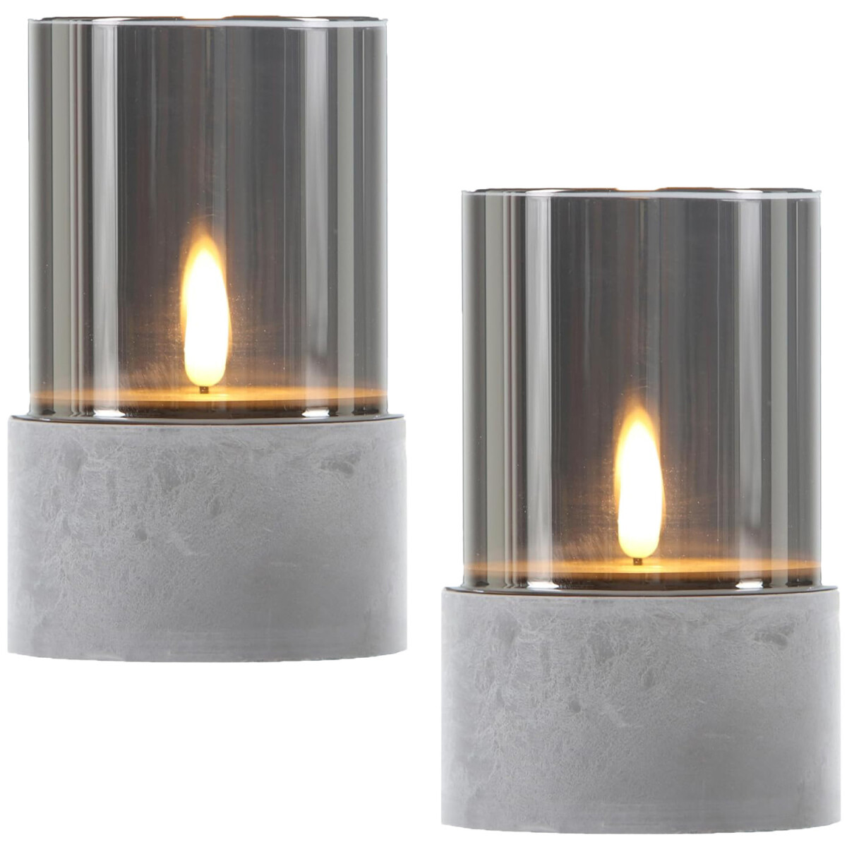 Juego de 2 velas LED con portavelas de cristal gris Kalio