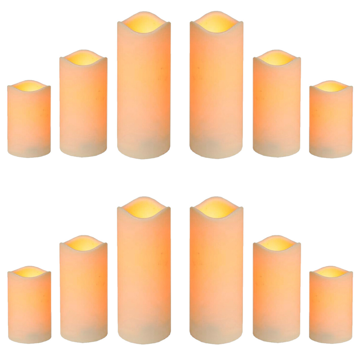 Lote de 12 velas LED cilíndricas  box