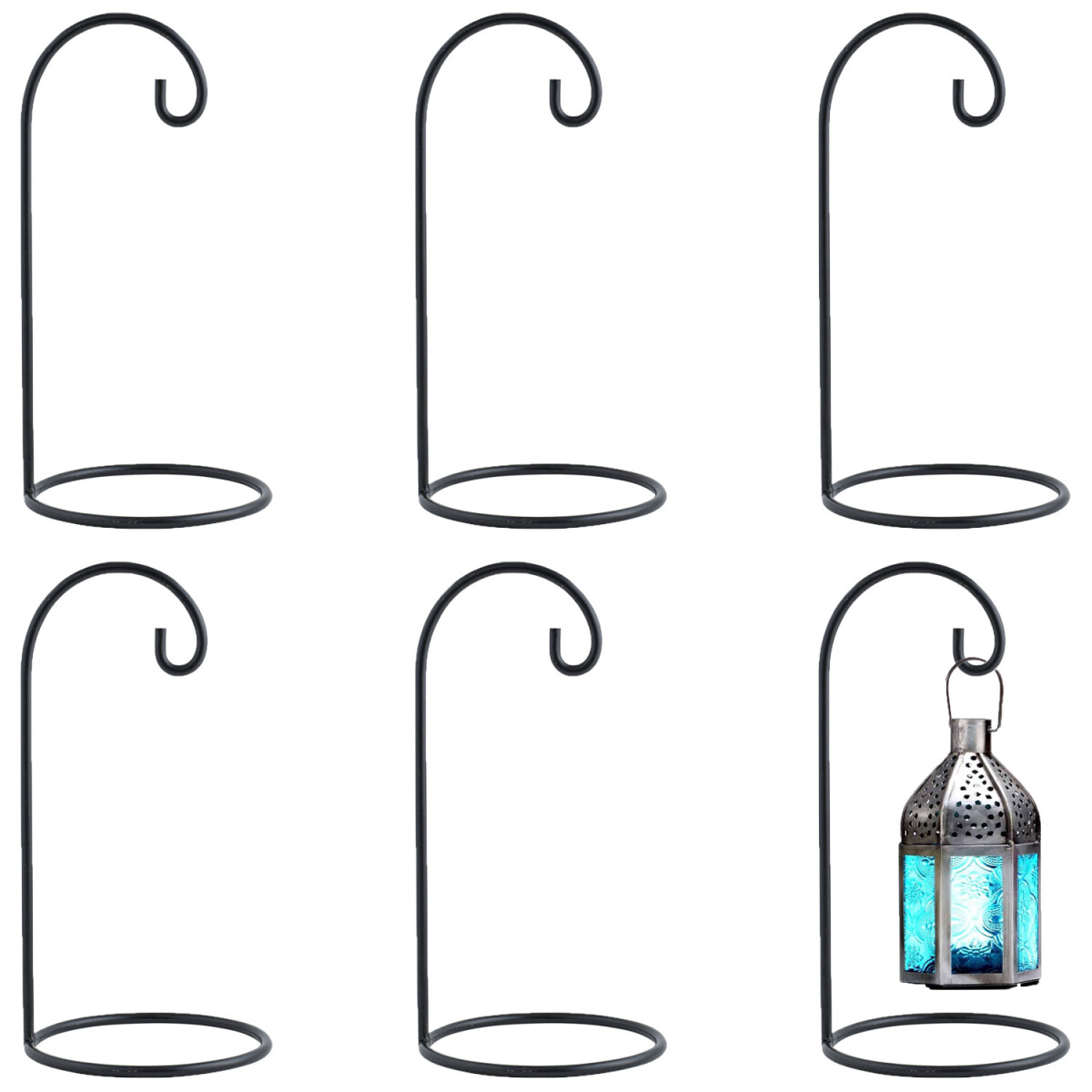 Juego de 6 soportes para faroles Buno, negro, tamaño 