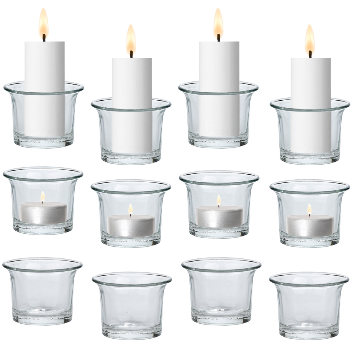 Juego de 12 vasos para velas de t&eacute; y velas Trefor