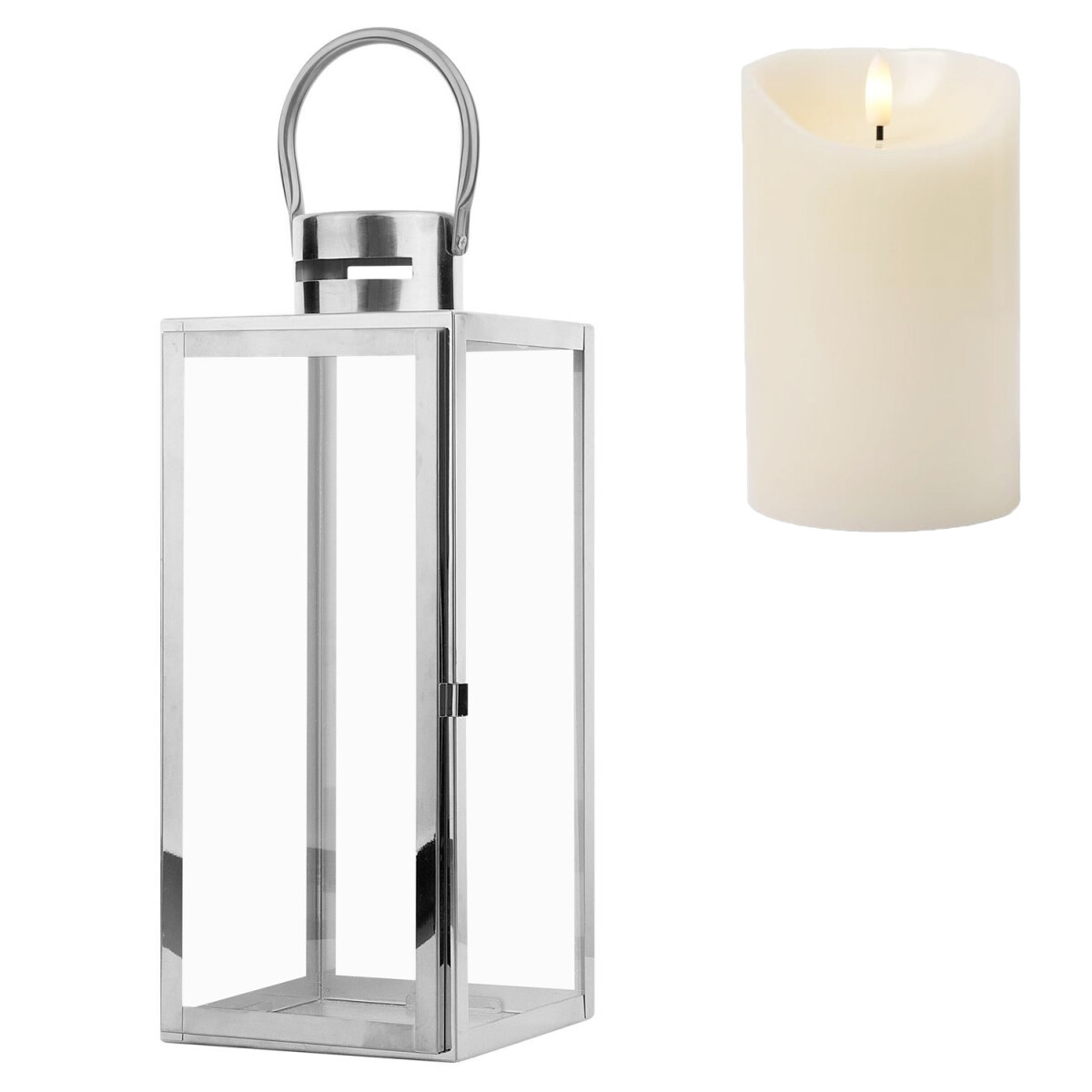 Linterna LED de jardín Jarda, color plata, 39 cm
