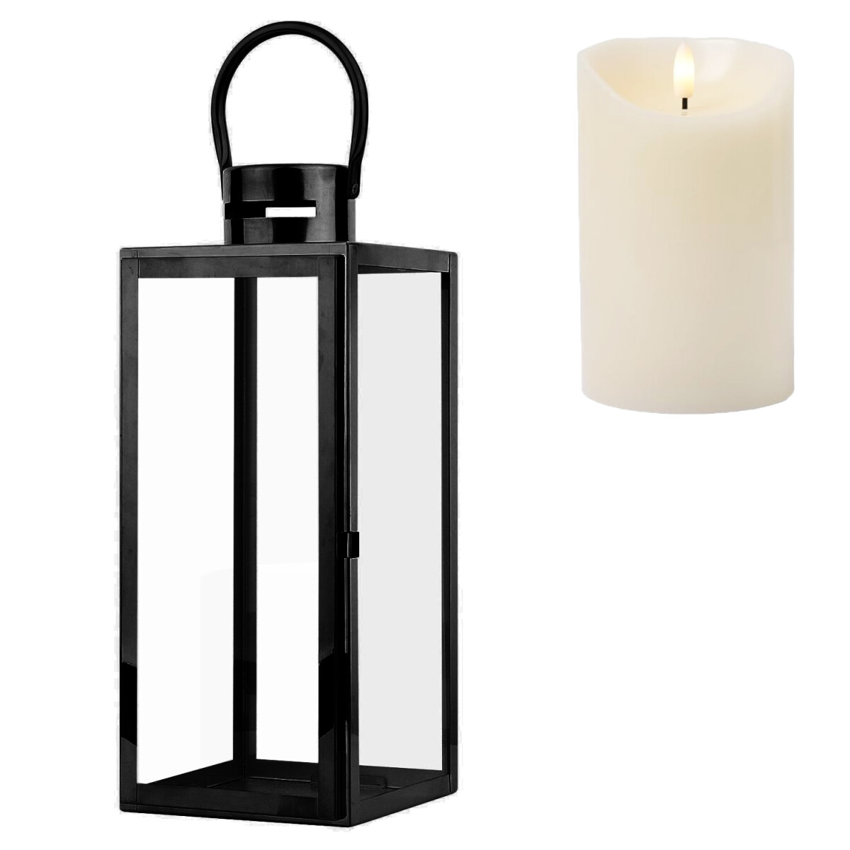 Linterna LED de jardín Jarda, negra, 39 cm