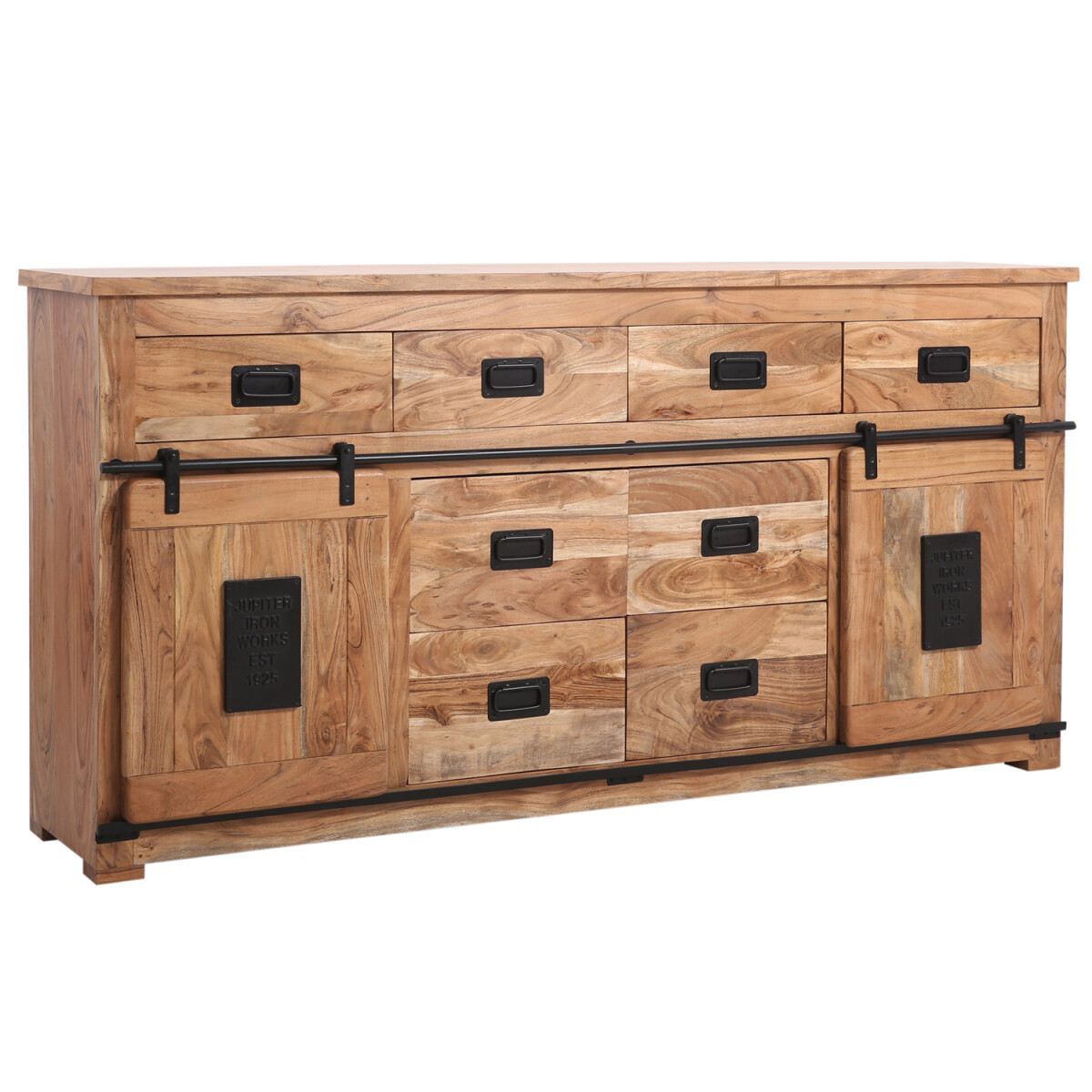 Aparador ABCDE de 200 cm, estilo industrial, con puertas cor