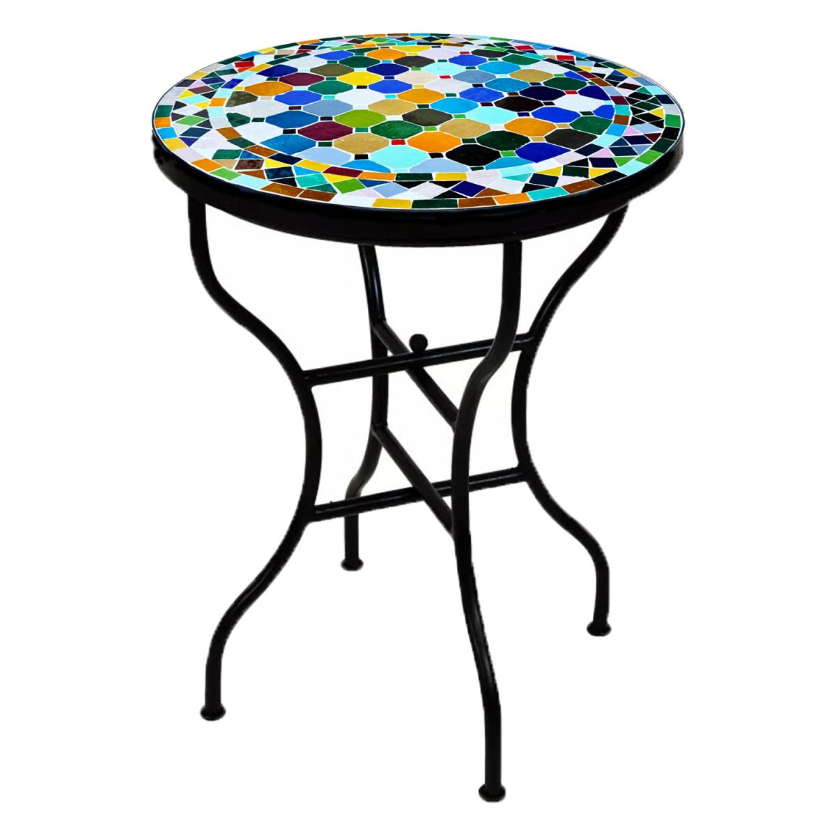 Mesa marroquí con mosaicos de Marrakech, multicolor, 