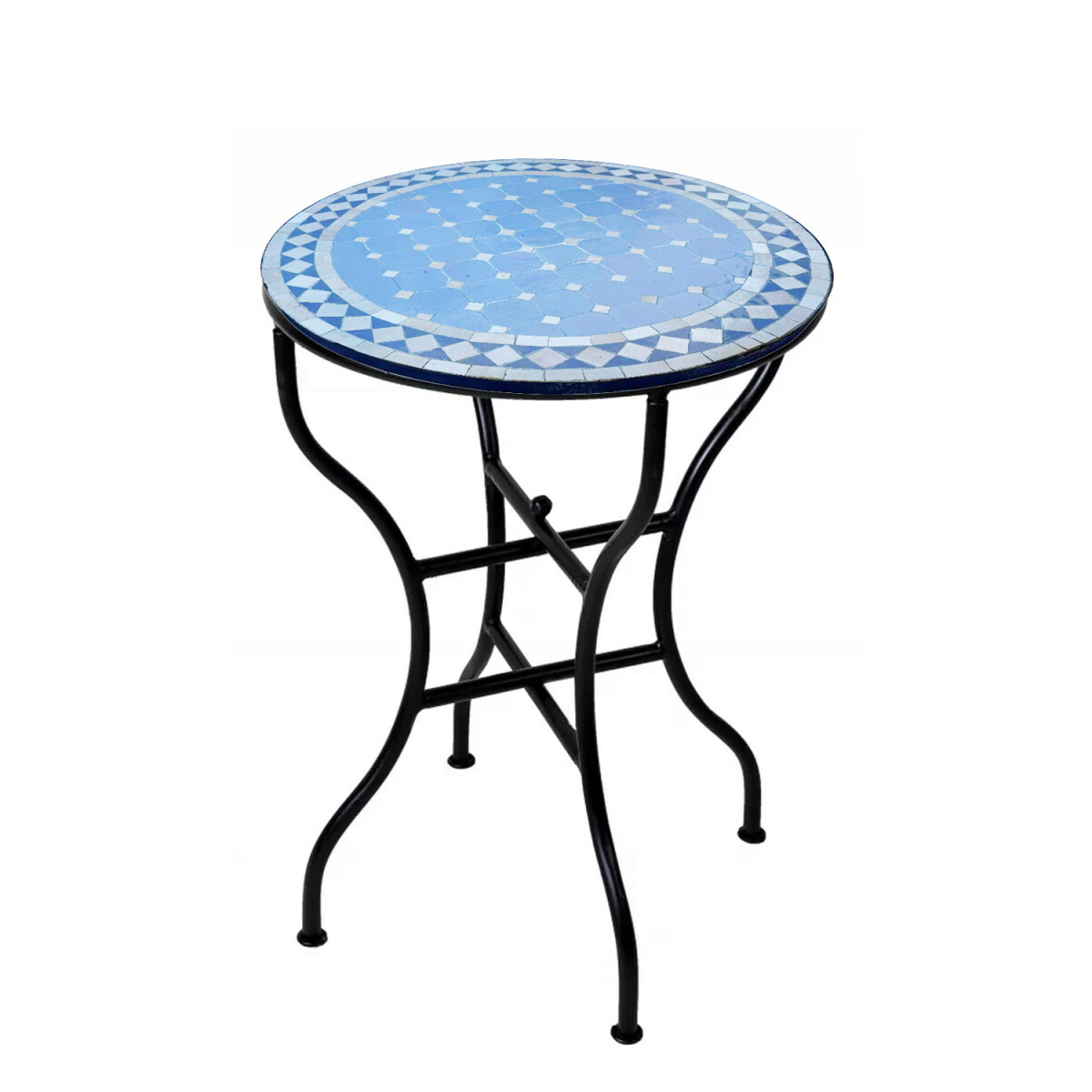 Mesa marroquí con mosaico azul de Marrakech, Ø