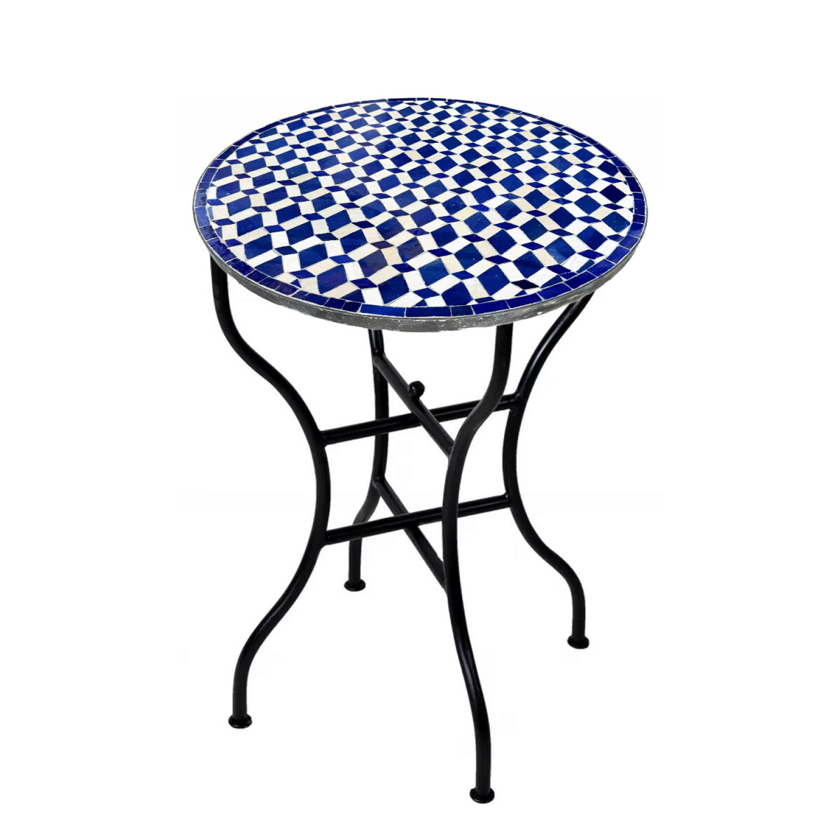 Mesa marroquí con mosaico Moro azul y blanco, &Oslash