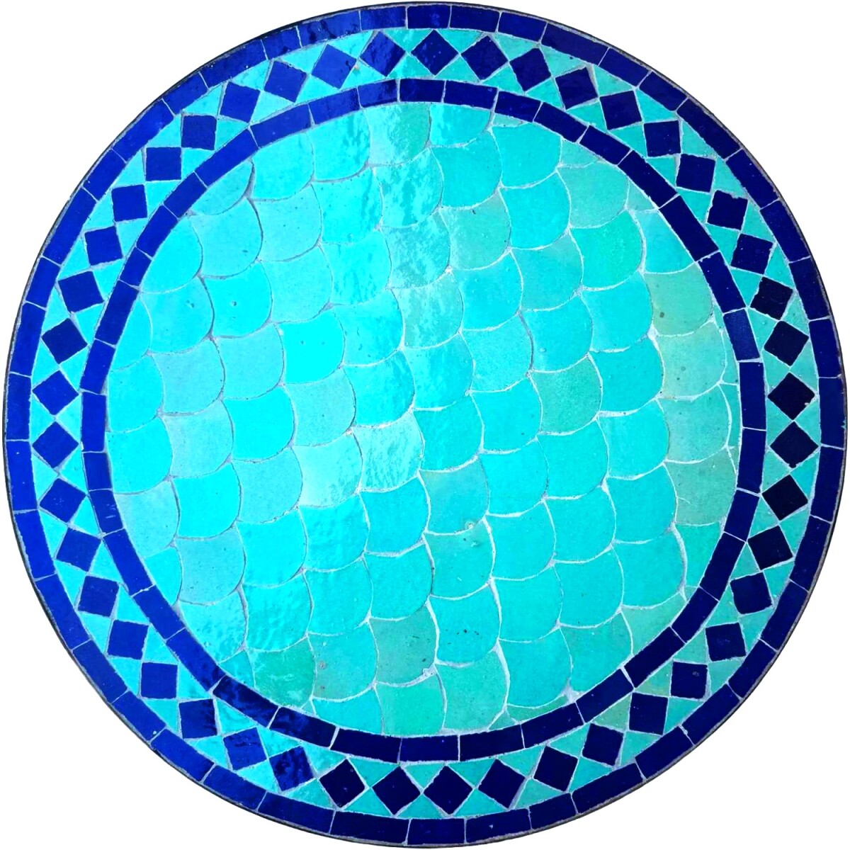 Azulejo de mosaico Marrakech azul turquesa - Redondo, 60 cm