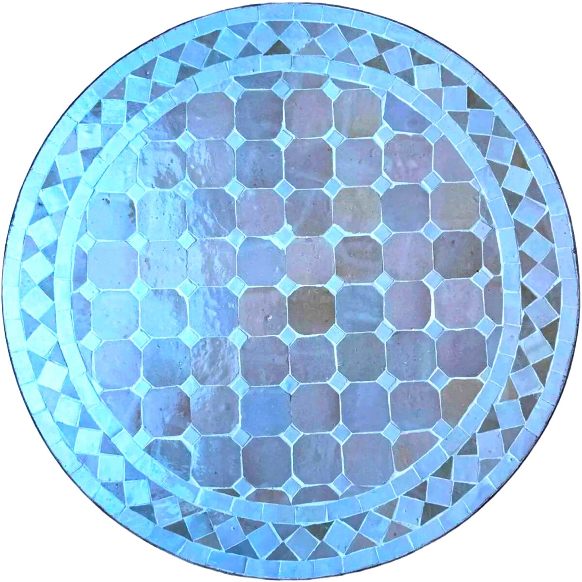 Azulejo de mosaico Marrakech Natural Blanco - Redondo, 60 cm
