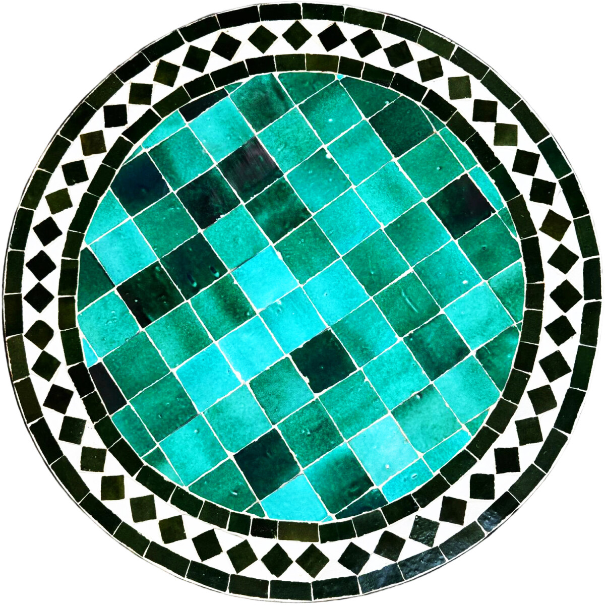 Azulejo de mosaico Marrakech verde y negro - Redondo, 60 cm