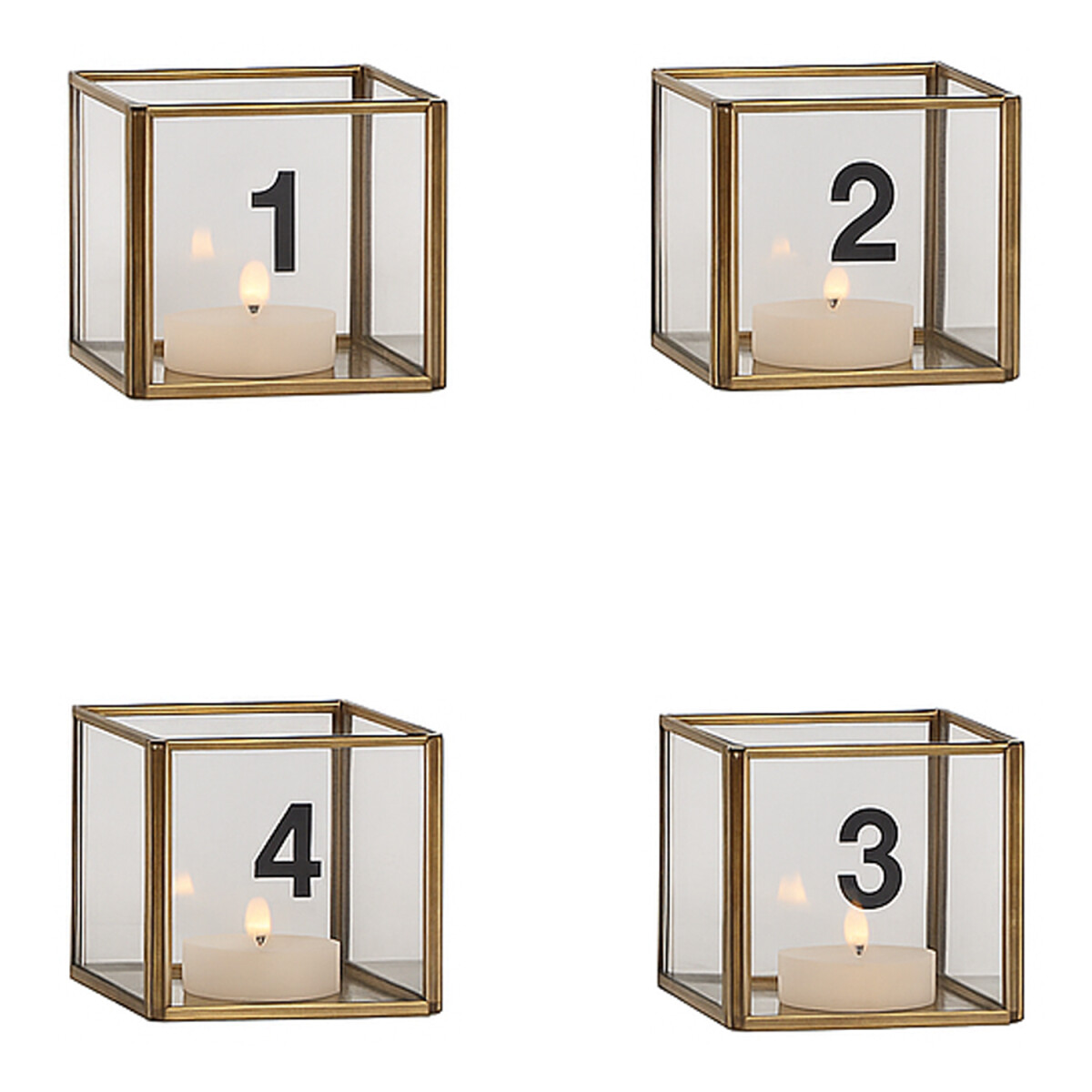 Juego de 4 portavelas Virimi &ndash; Vidrio y metal,...