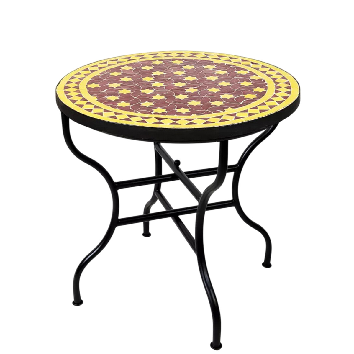 Mesa marroquí de mosaico Estrella, color burdeos y am