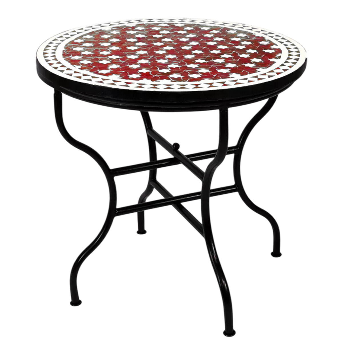 Mesa marroquí de mosaico Estrella Bordeaux Blanco 80 