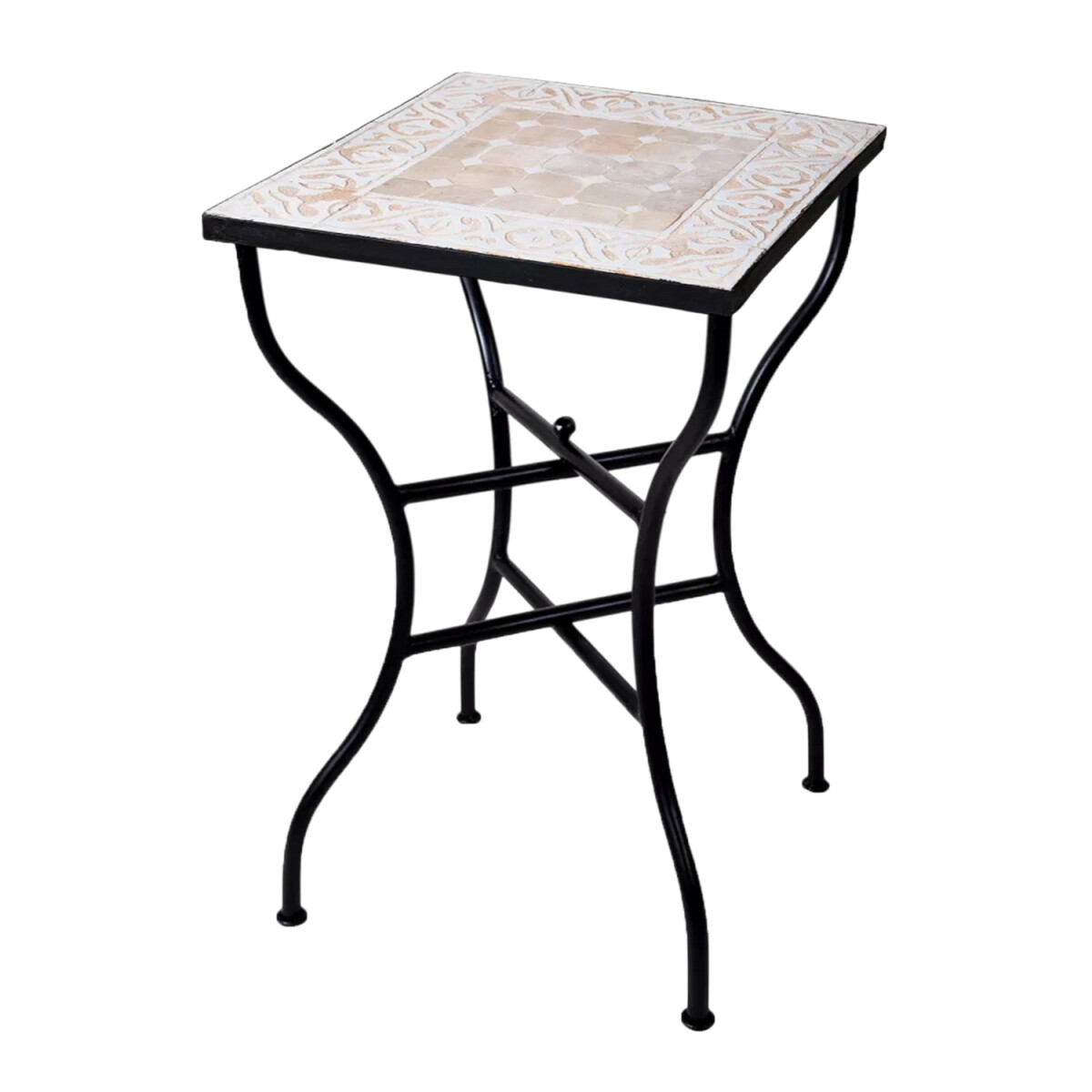 Mesa marroquí con mosaico de Fez, beige y blanco, &Os