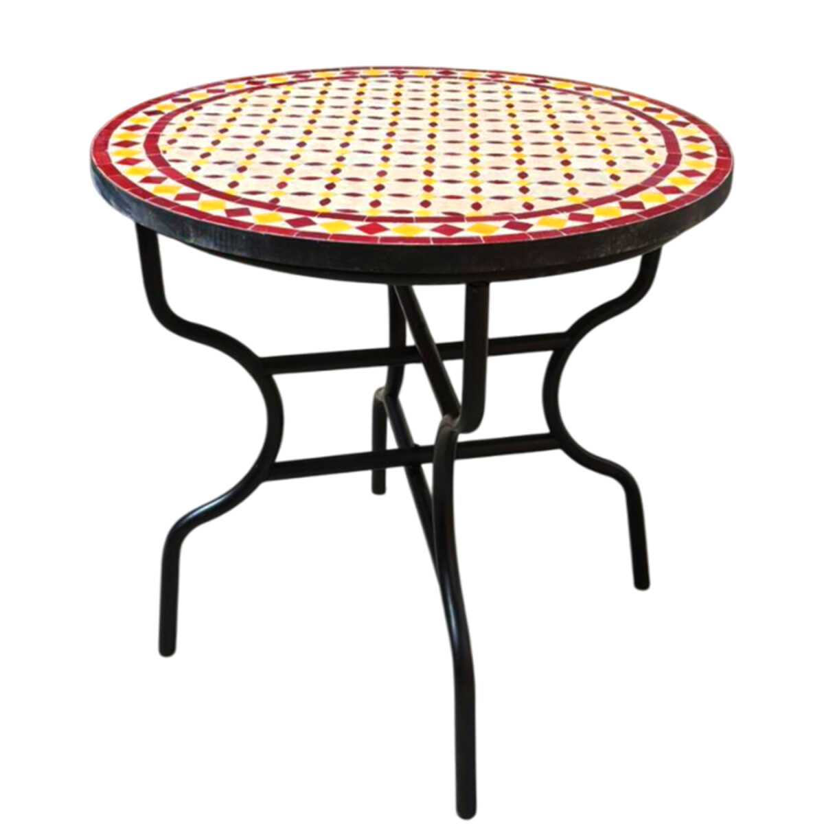 Mesa marroquí con mosaicos Giralda, beige, burdeos y 