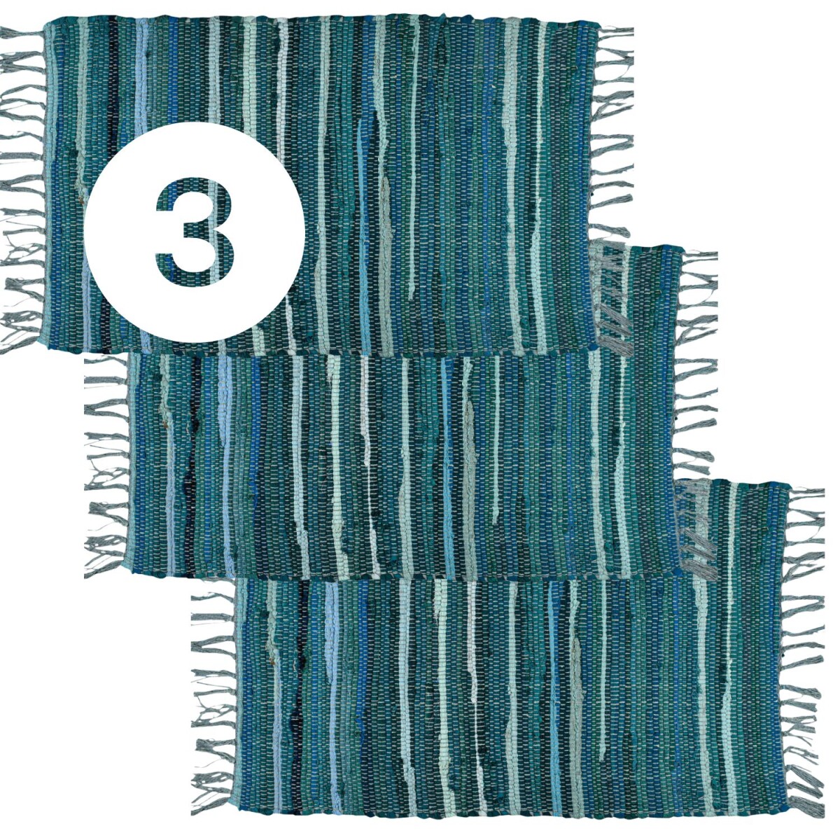 Juego de 3 alfombras Callum en azul, 90  box