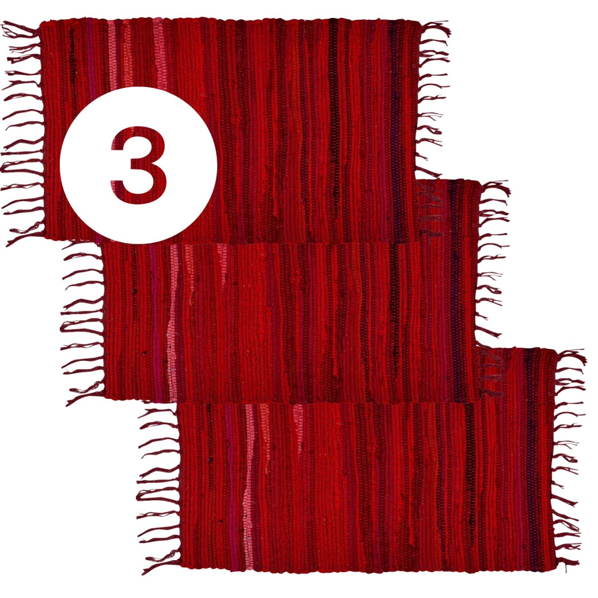 Lote de 3 alfombras Callum en rojo, 90 & box