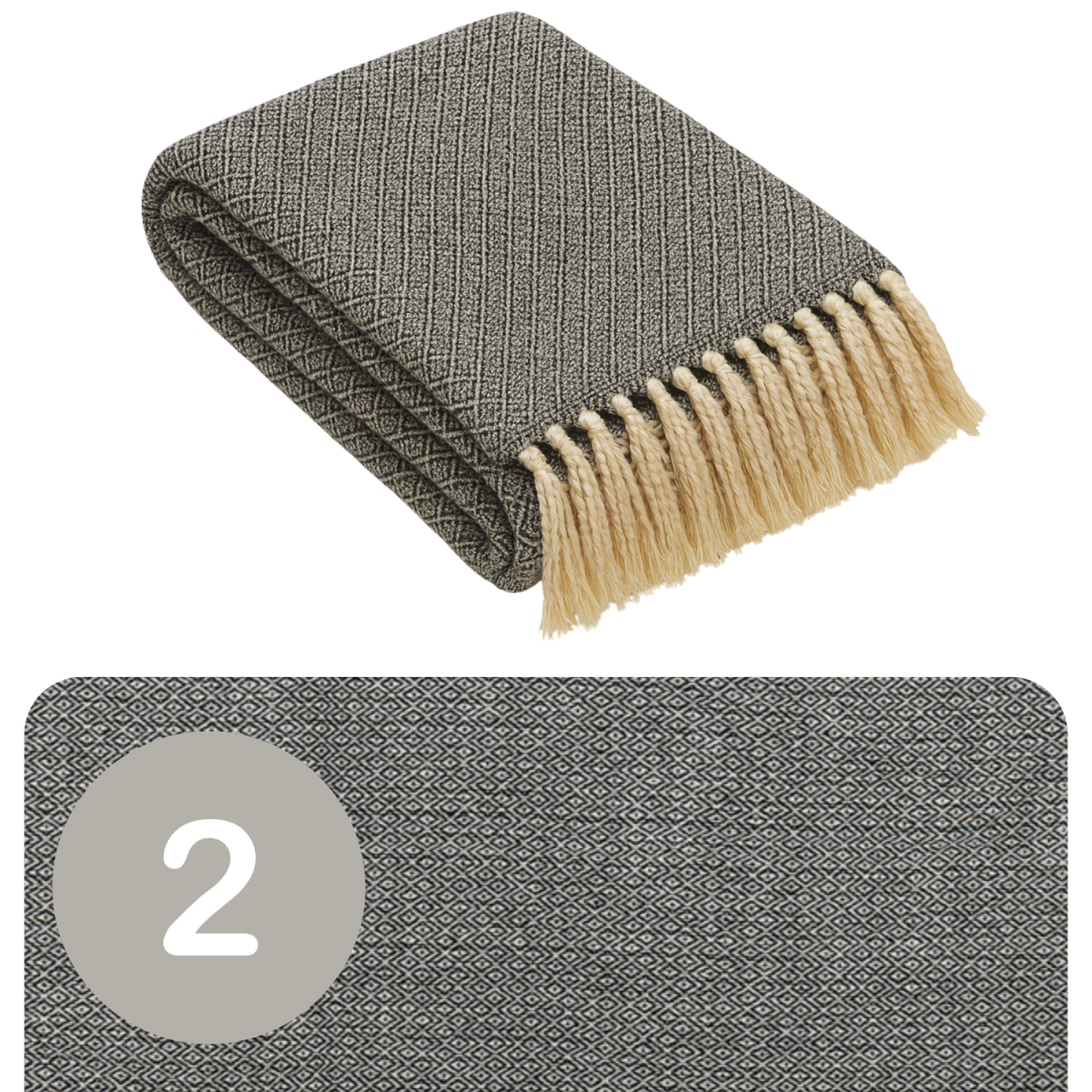 Juego de 2 colchas Calix, gris oscuro, 1 box