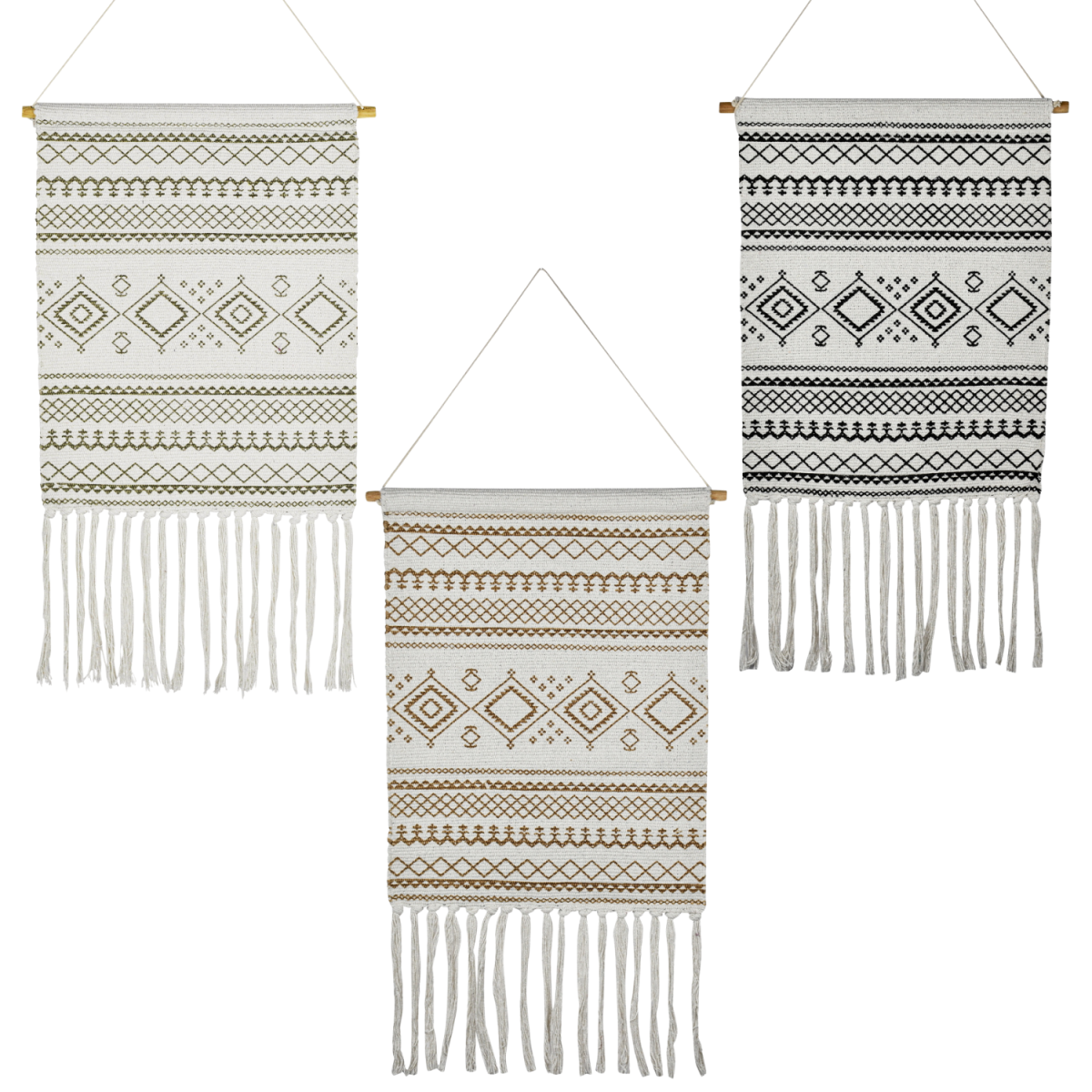 Juego de 3 tapices boho Calegora, 45 x 85 cm | Decoraci&oacu